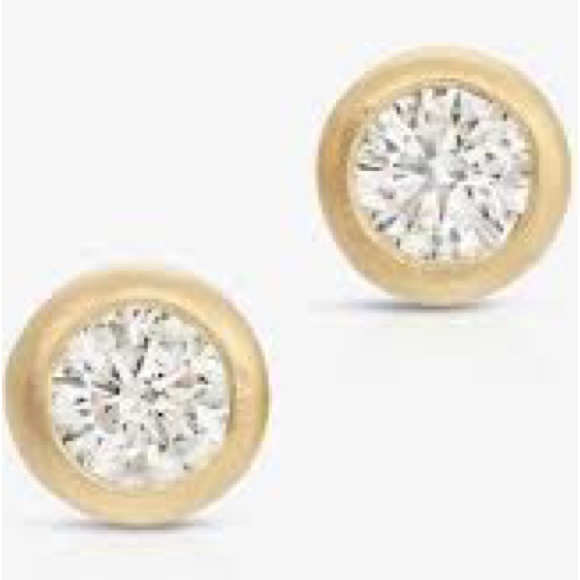 2 ct Round Brilliant Cut Diamond Bezel Set Solitaire Stud Earrings - Picture 11 of 16